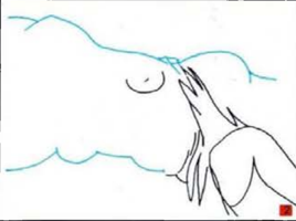 Boceto de "Desnudo femenino": seno izquierdo y pierna derecha vistas de costado